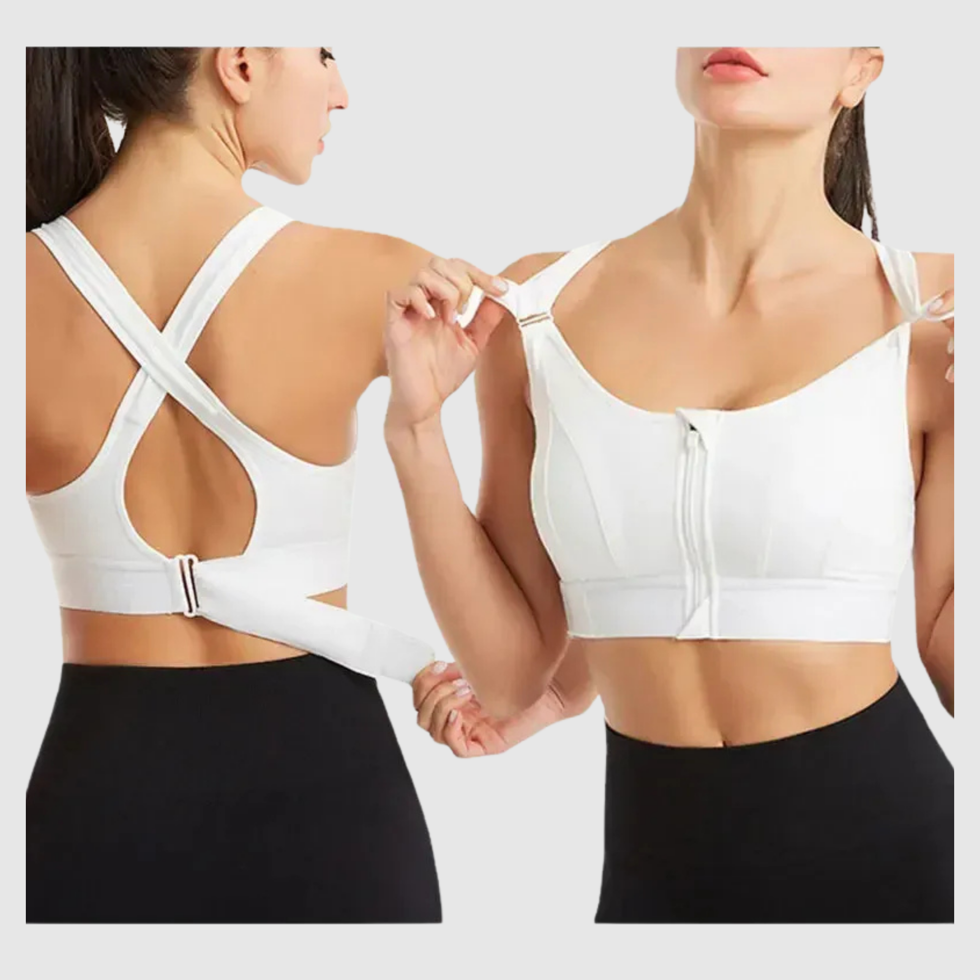 Women's Sports Bra Front Closure Adjustable Back Strap 