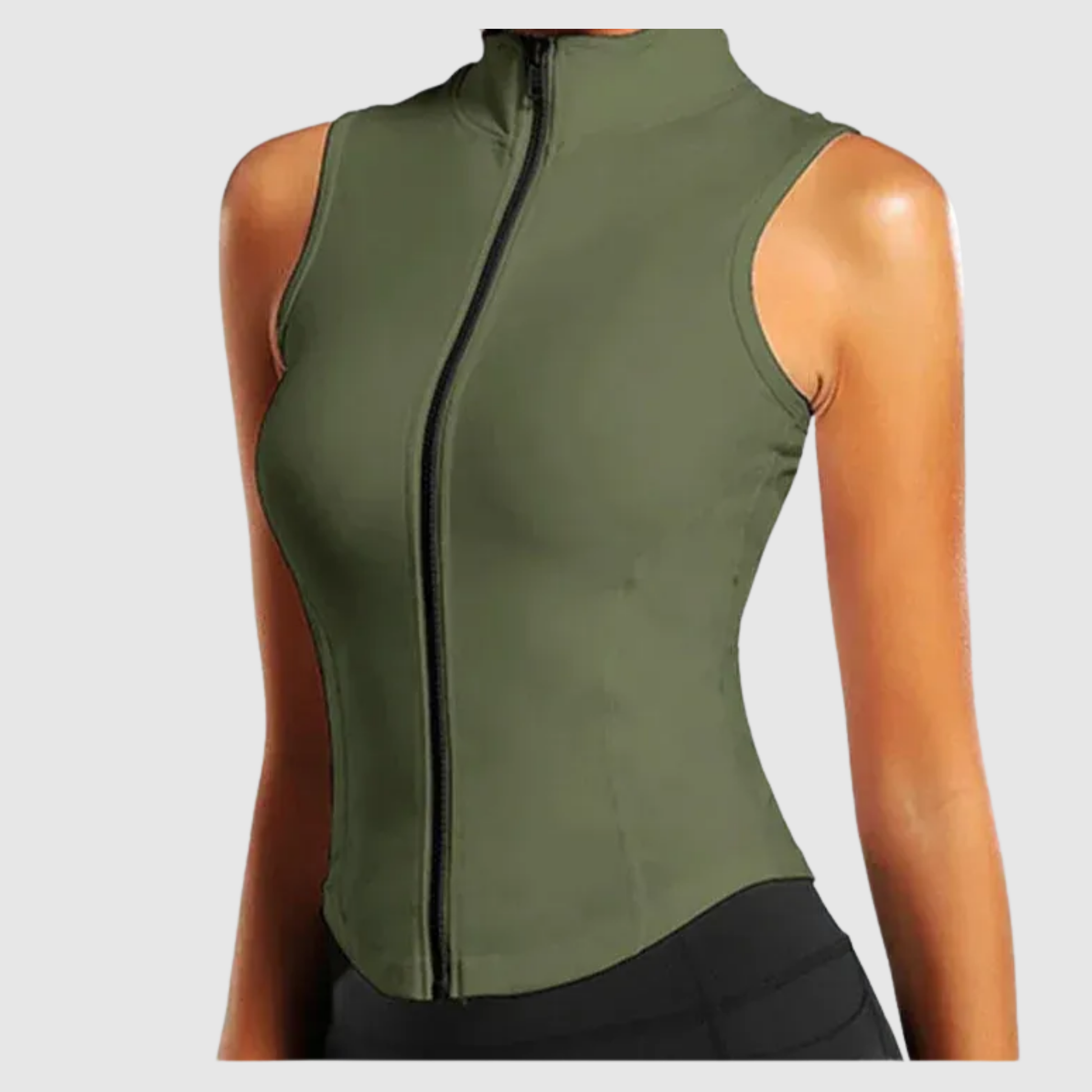 Sleeveless Zip Neck Sport Top