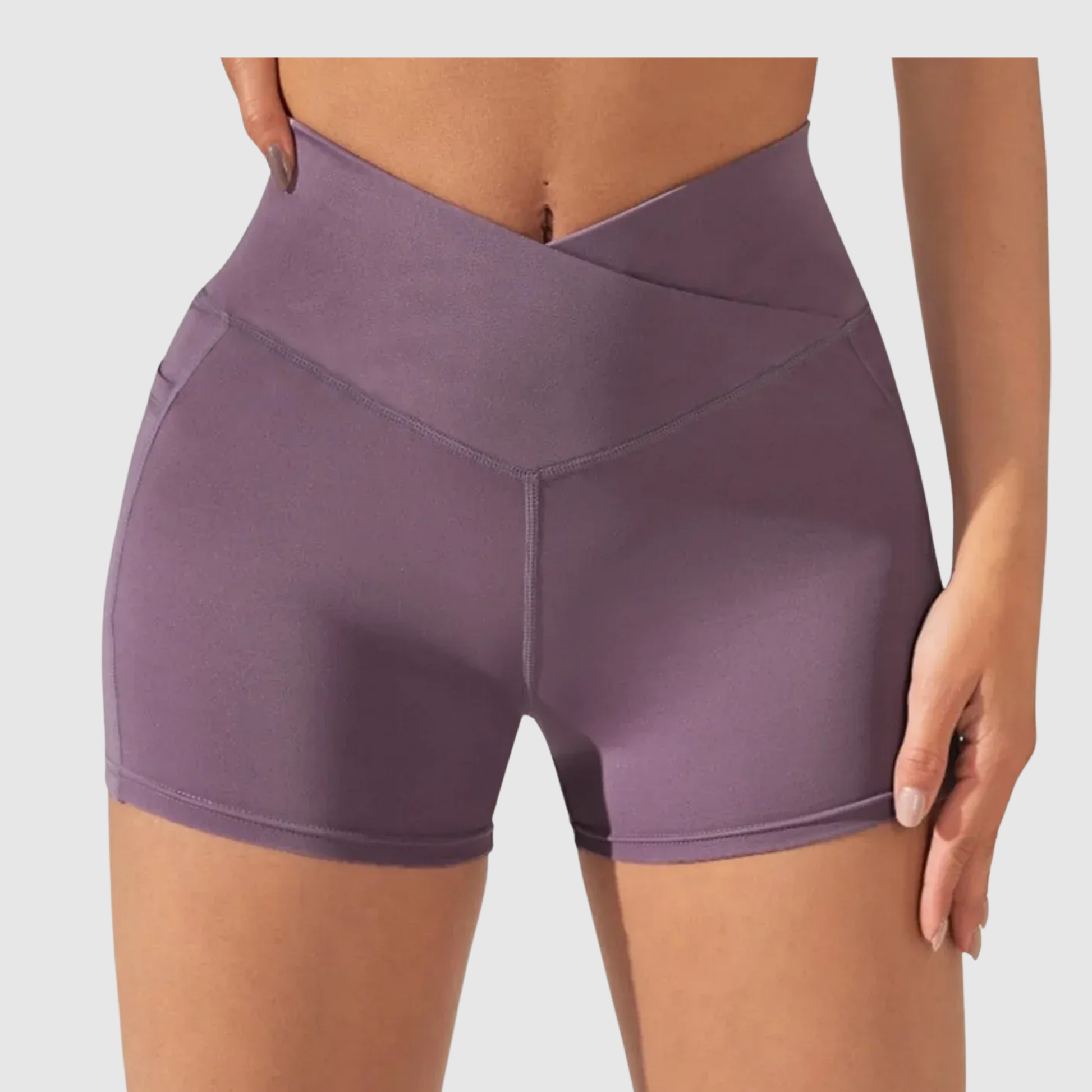 Women's High Waist Side Pockets Gym Sport Shorts