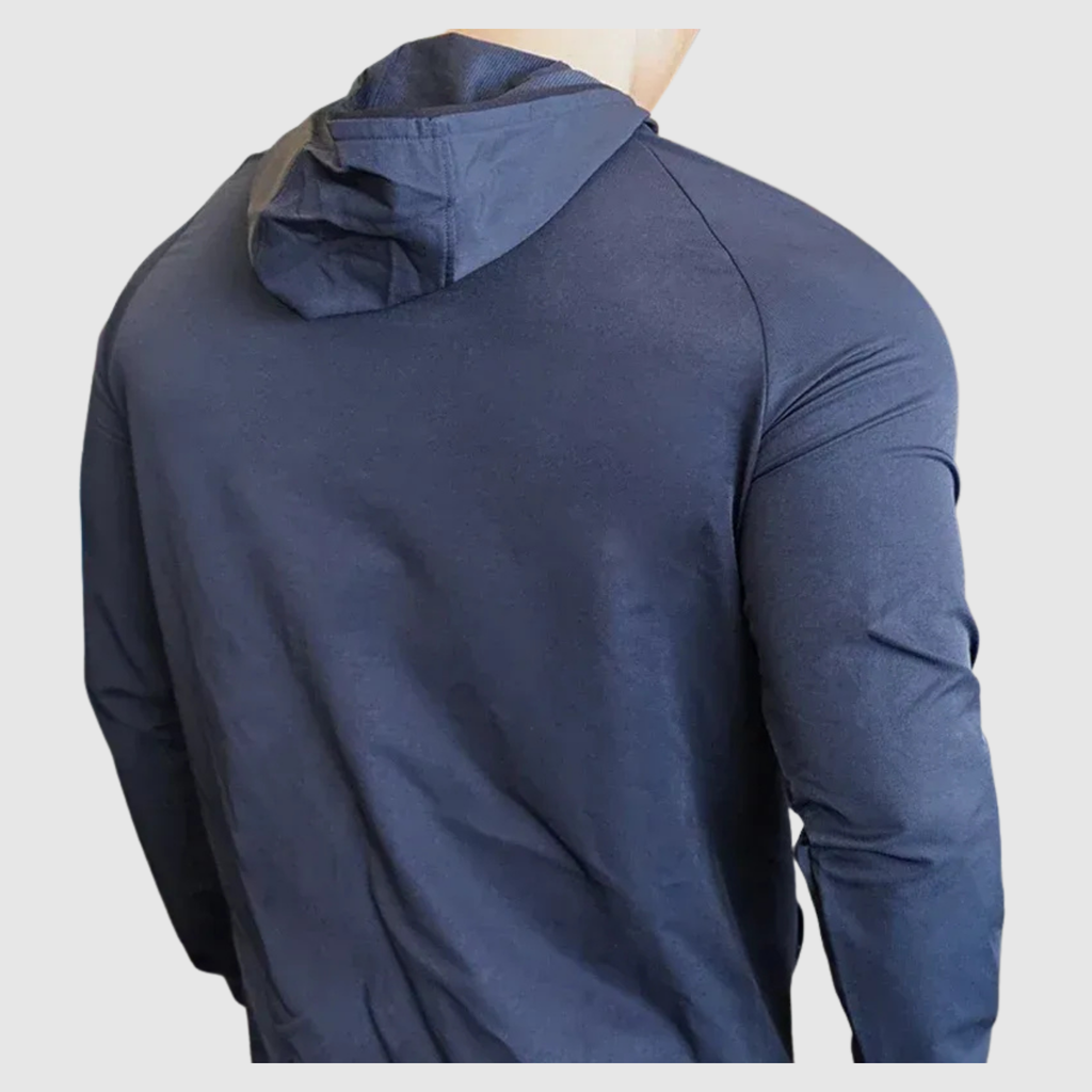 Men's Nylon Hooded Training Jacket with Zipper and Front Pocket 