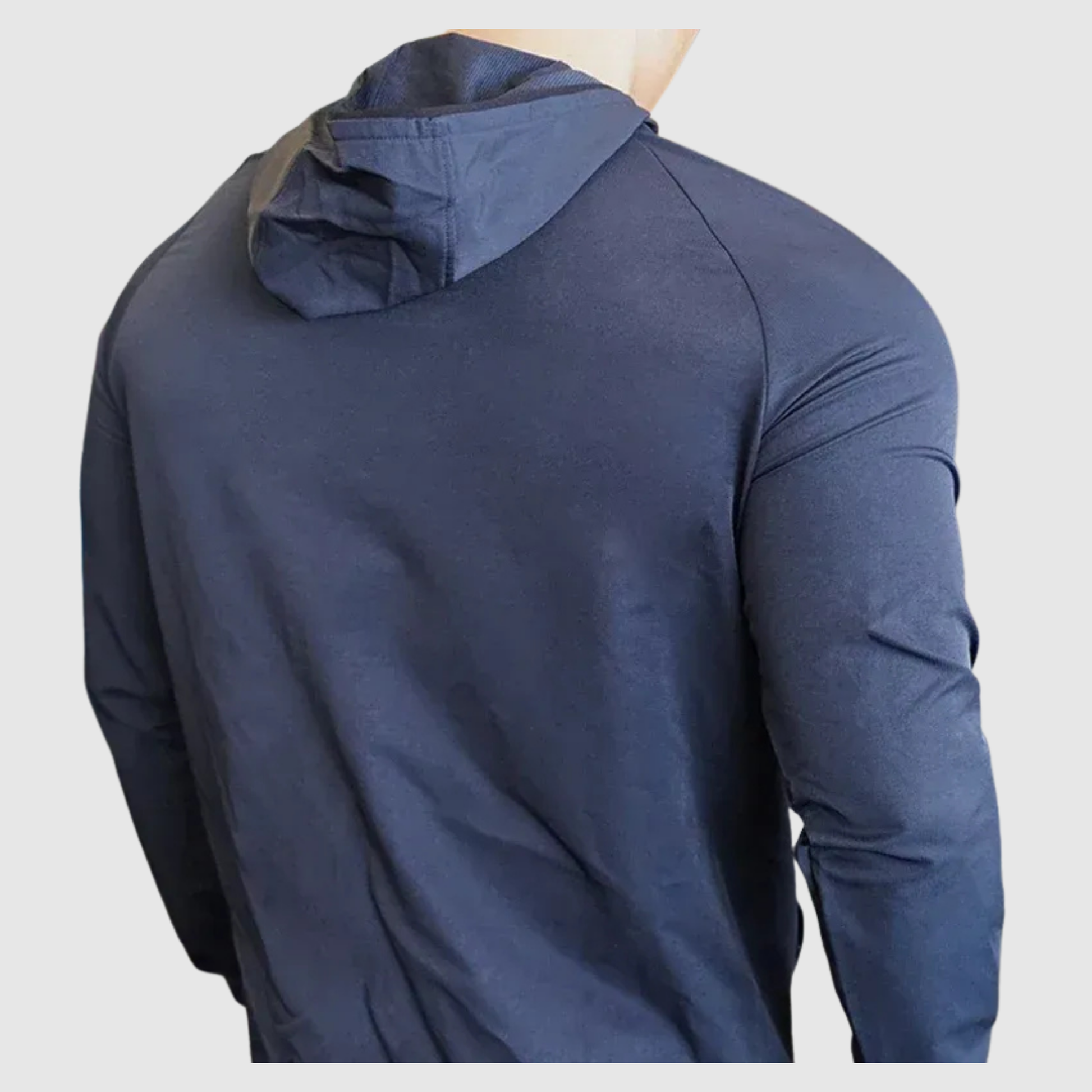Men's Nylon Hooded Training Jacket with Zipper and Front Pocket 