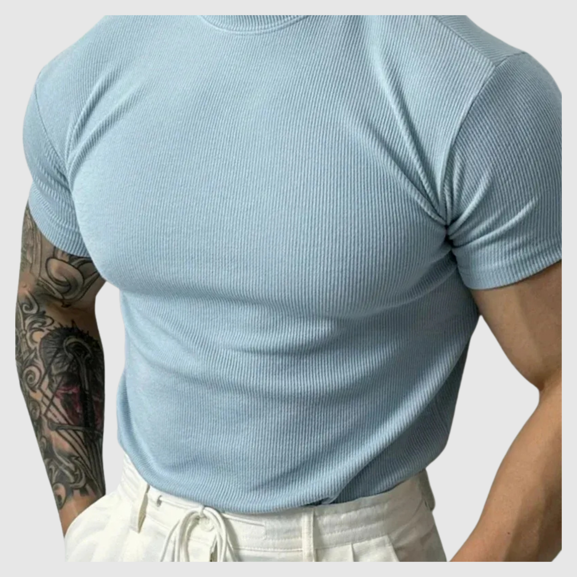 Men's Fashion High Neck Striped Comfortable T-Shirt