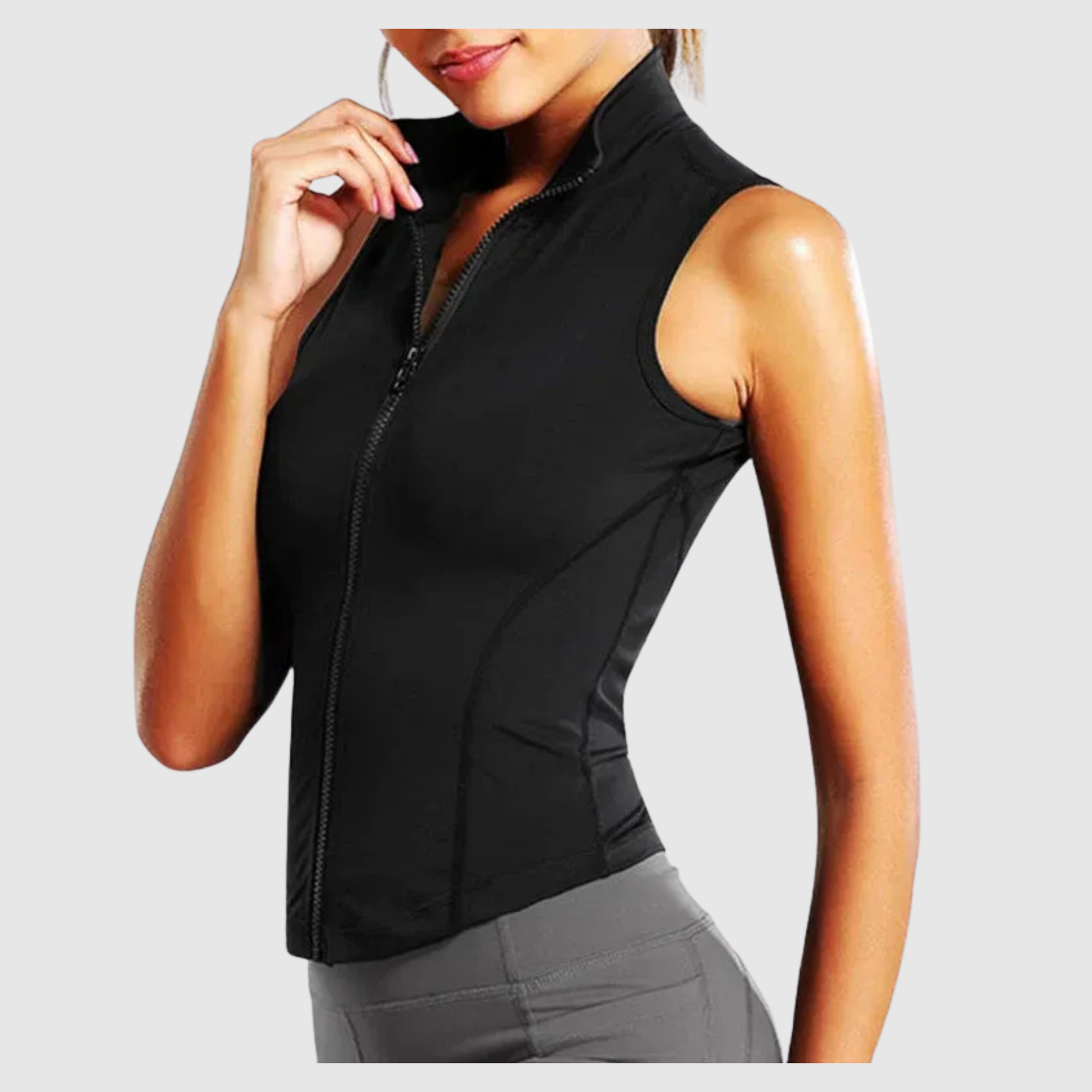 Sleeveless Zip Neck Sport Top