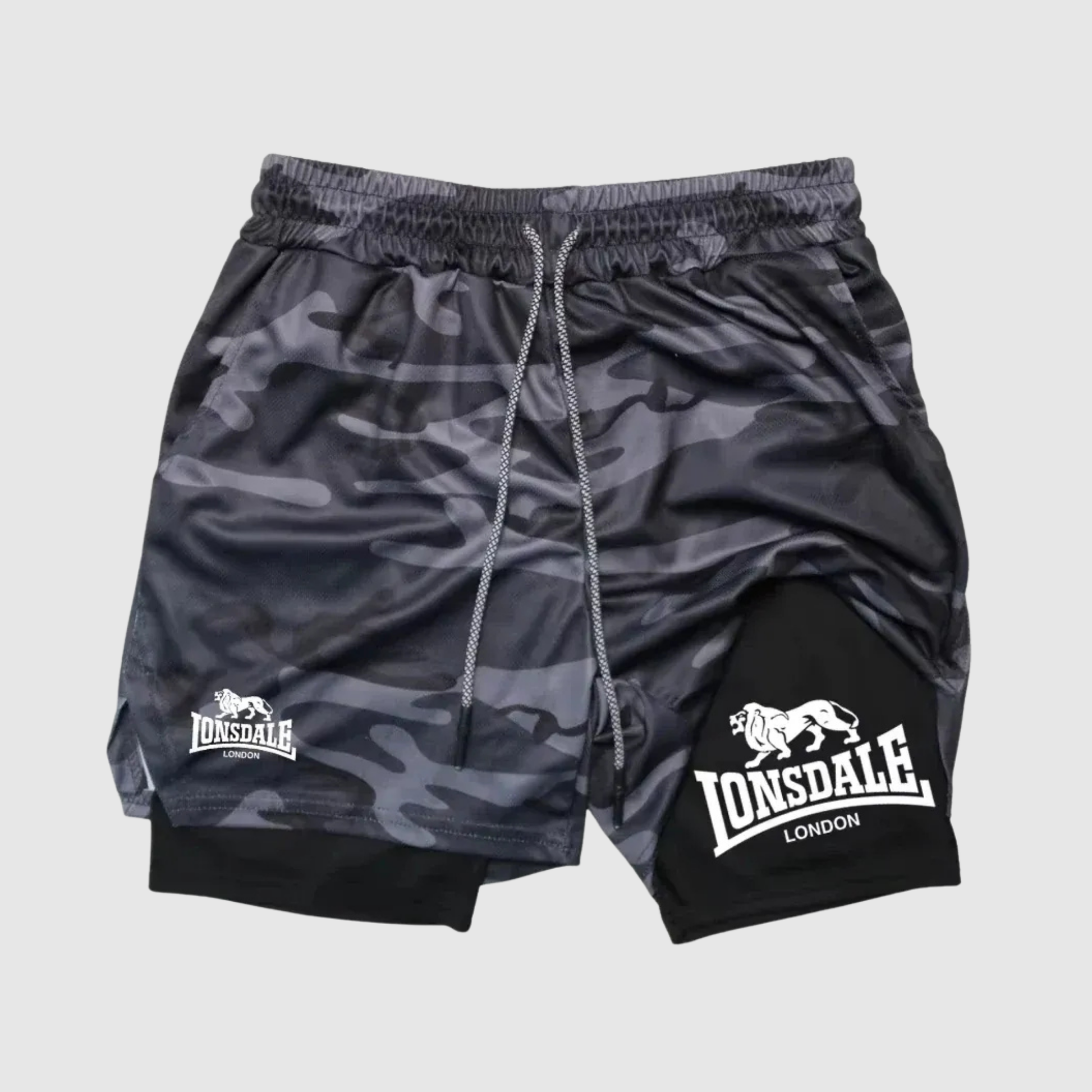 Men's 2 in 1 Shorts with Phone Pockets for Sport and Gym