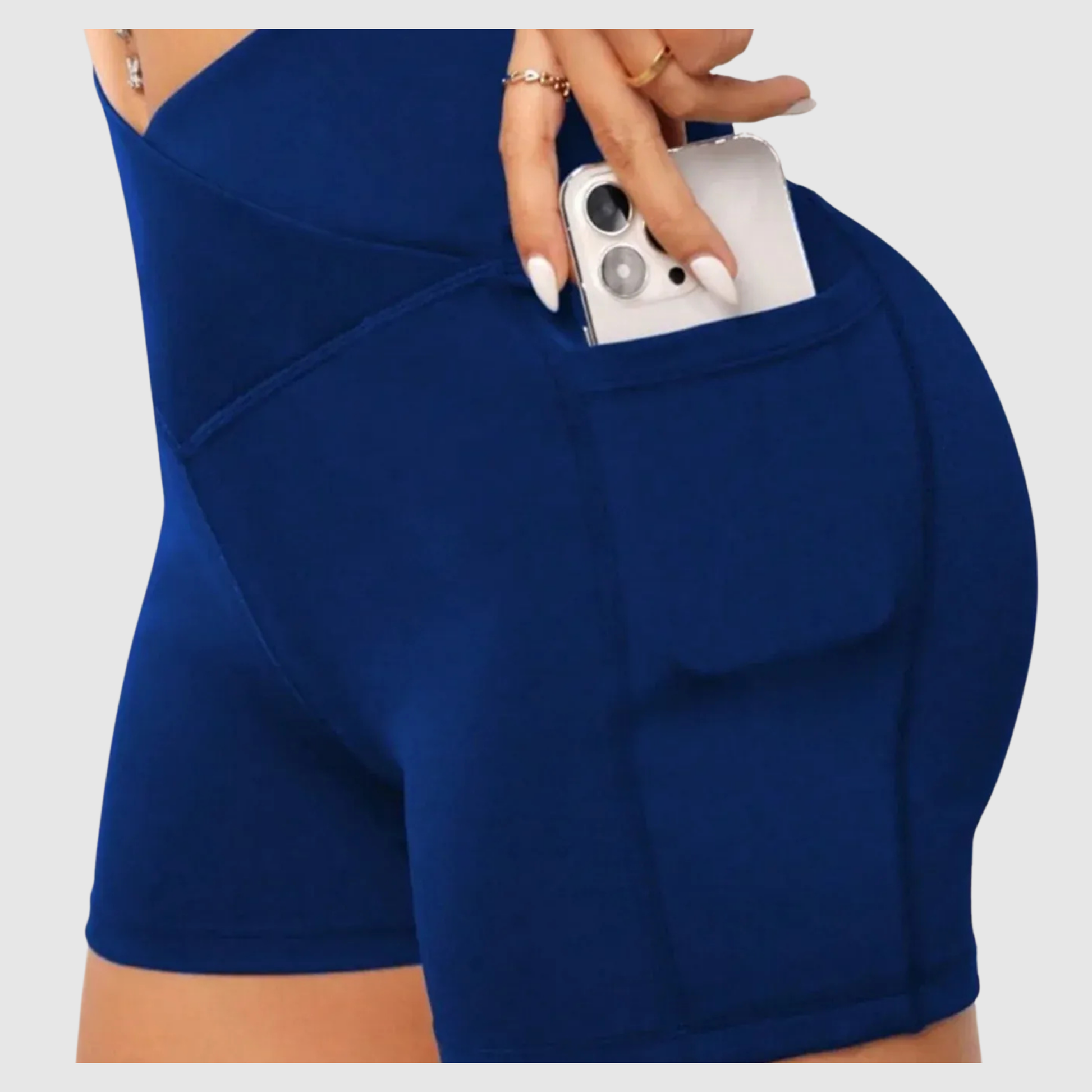 Women's High Waist Side Pockets Gym Sport Shorts