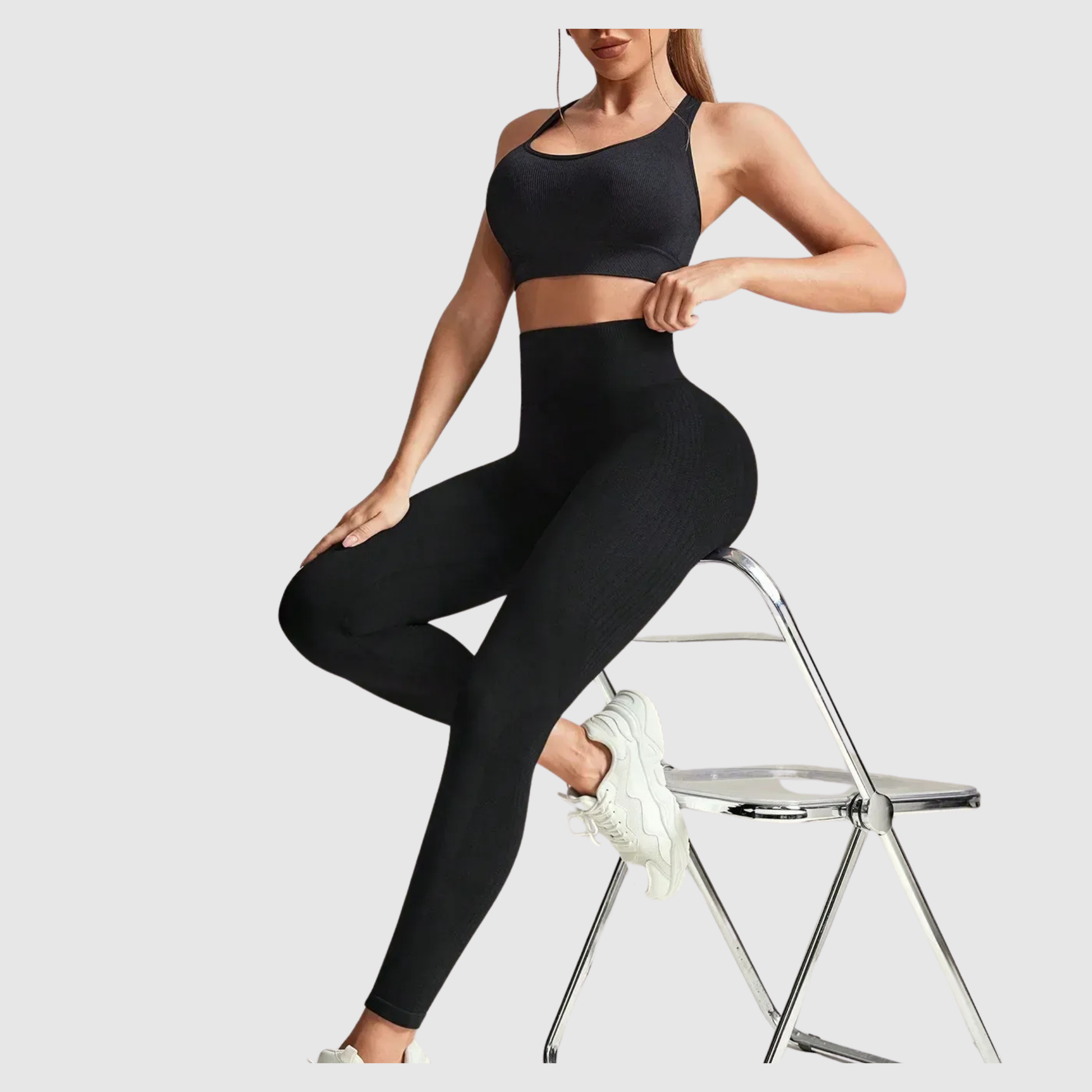 Women's Black Seamless Push Up Yoga Leggings 