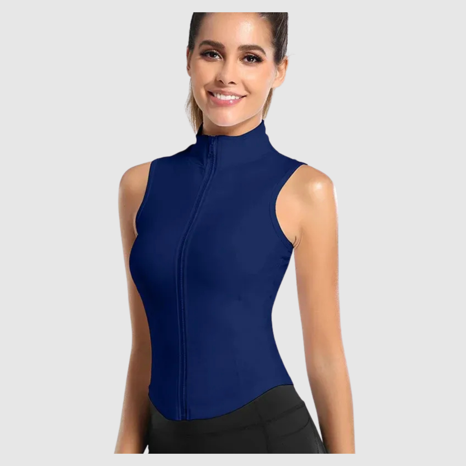Sleeveless Zip Neck Sport Top