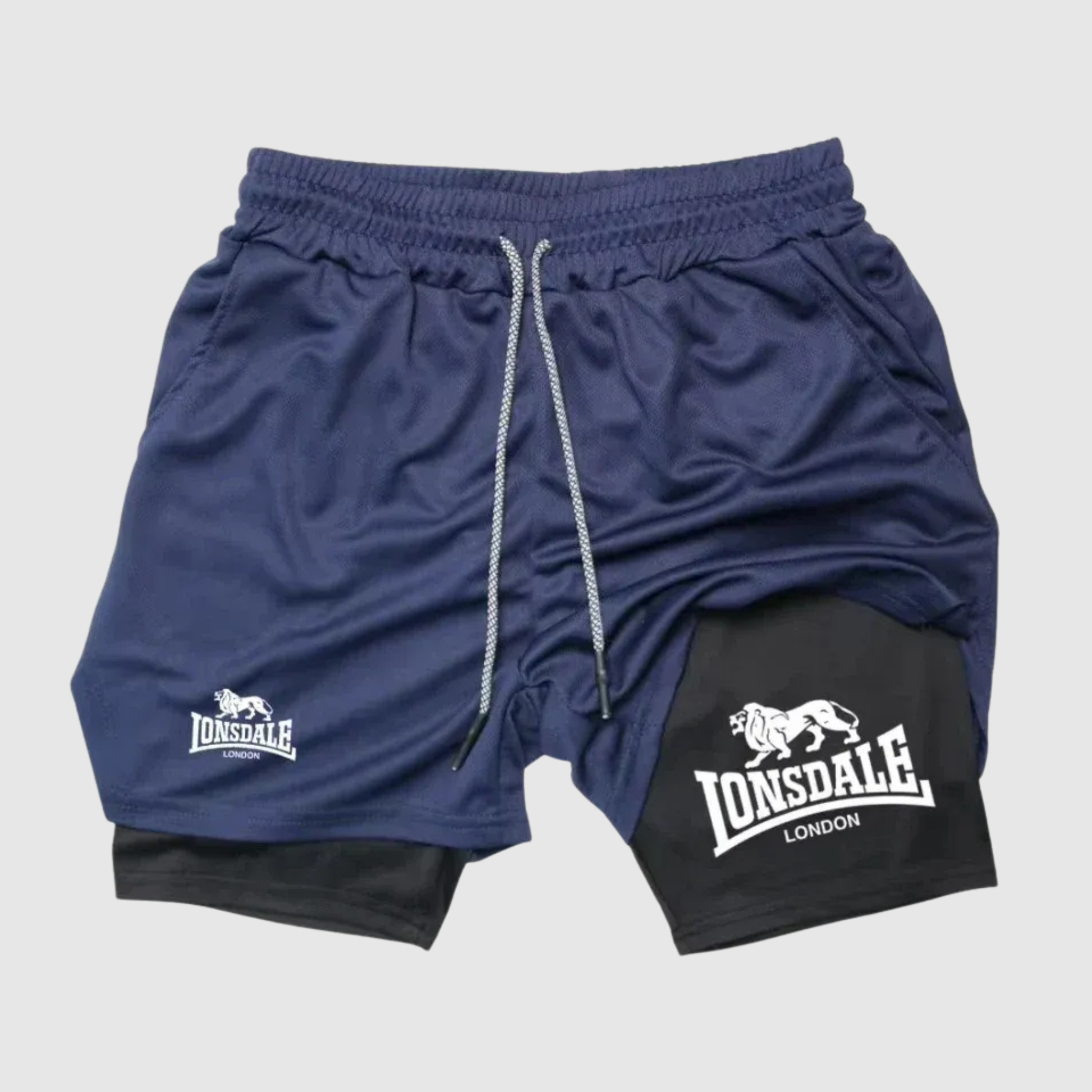 Men's 2 in 1 Shorts with Phone Pockets for Sport and Gym