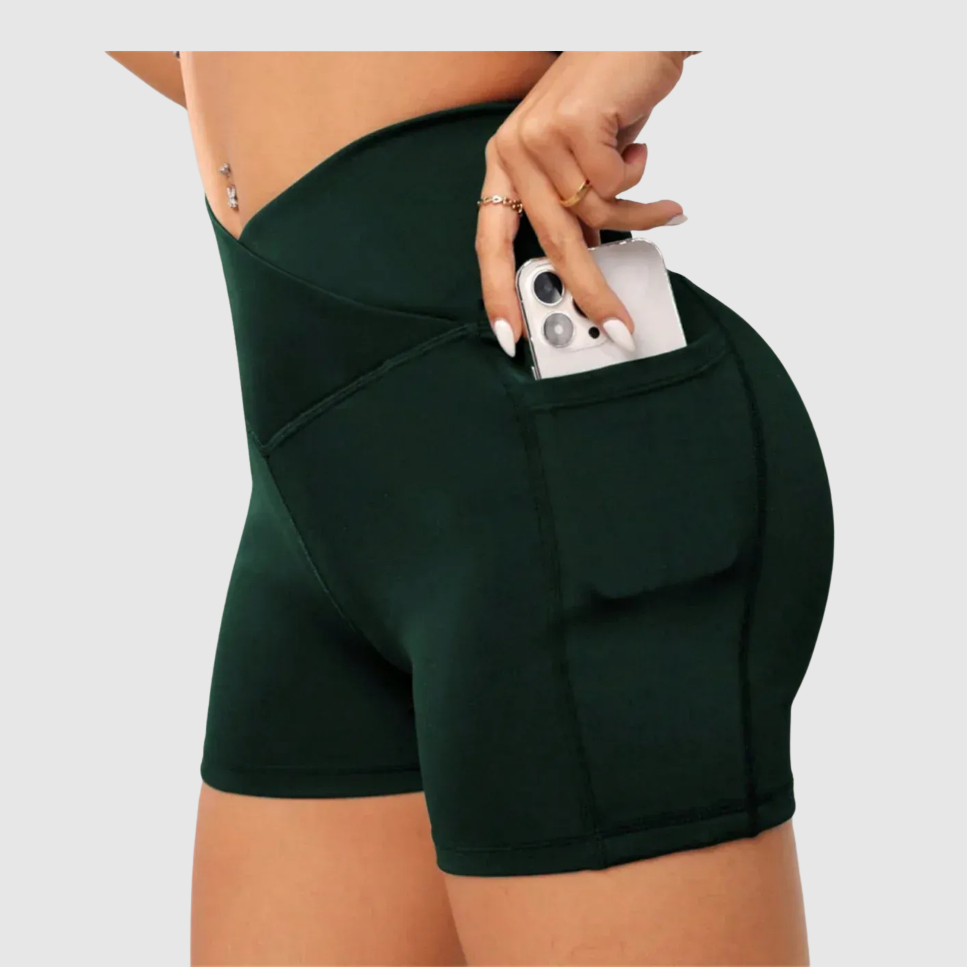 Women's High Waist Side Pockets Gym Sport Shorts
