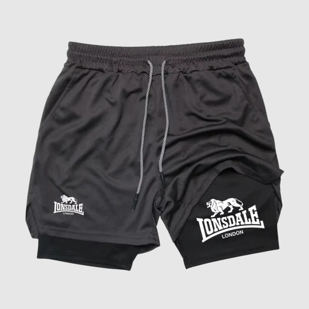 Men's 2 in 1 Shorts with Phone Pockets for Sport and Gym