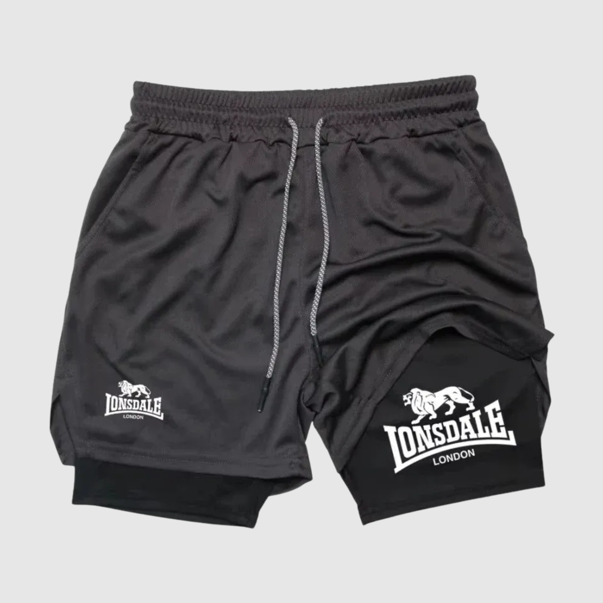 Men's 2 in 1 Shorts with Phone Pockets for Sport and Gym